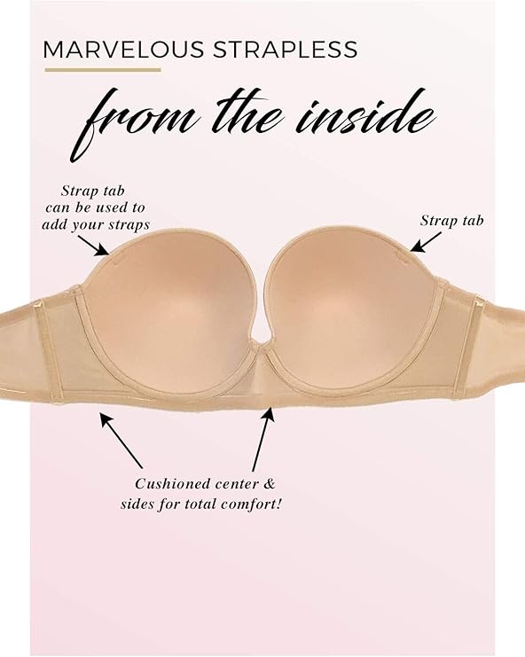 Paramour By Felina Marvelous Full Support Strapless Bra Black Size 34DD