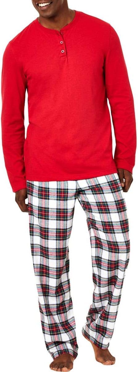 Family Pajamas Men's Knit Mix It Pajamas Set Color Stewart Plaid Size M