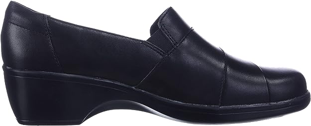 Clarks Women's May Marigold Slip-On Loafer Black Leather Size 5.5