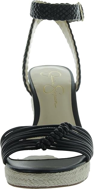 Jessica Simpson Women's Talise Knotted Strappy Platform Wedge Sandal Black Size 9.5