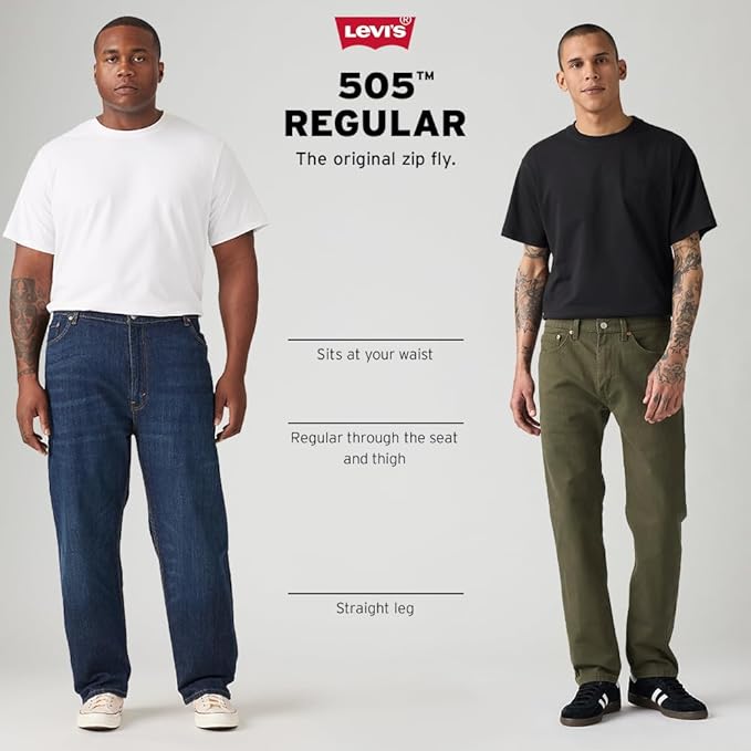 Levi's Men's 505 Regular-Fit Cash Jeans Medium Stonewash W36xL32