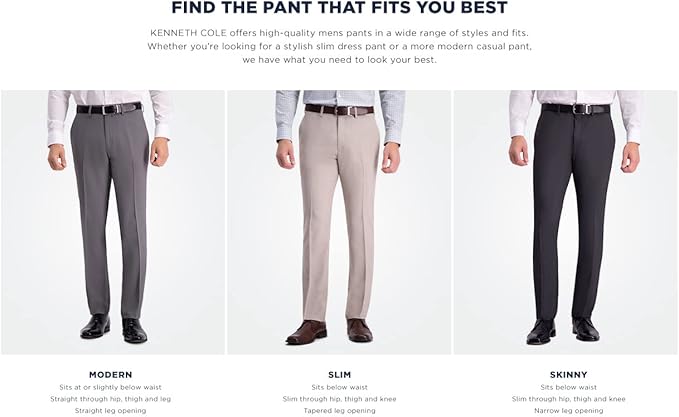 Kenneth Cole Reaction Men's Slim Fit Solid Performance Dress Pants Natural W31xL32