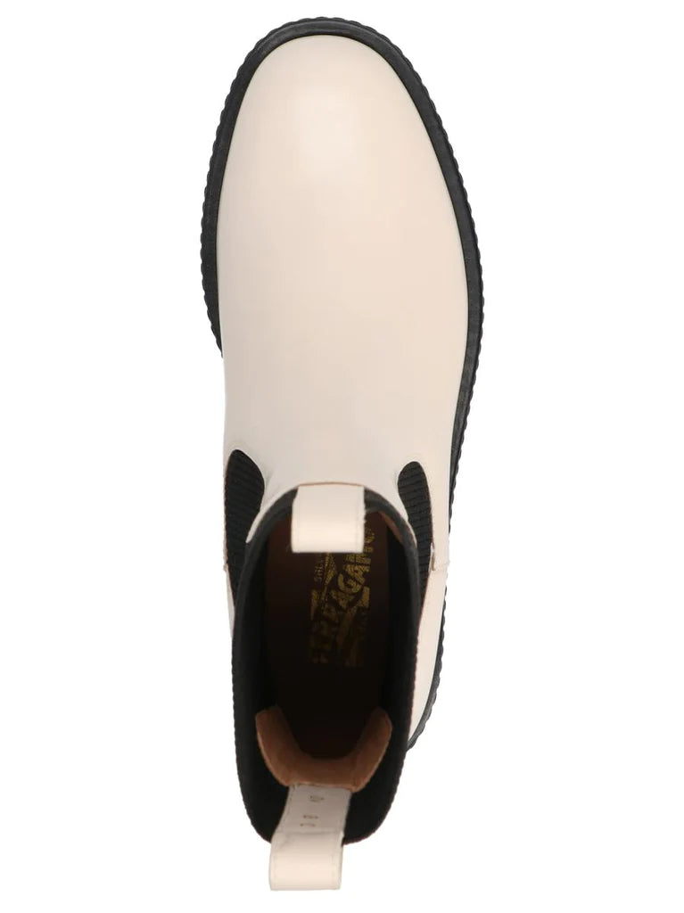 Salvatore Ferragamo Women's 'Rooki' Ankle Boots Color Bone Calf Size 8C
