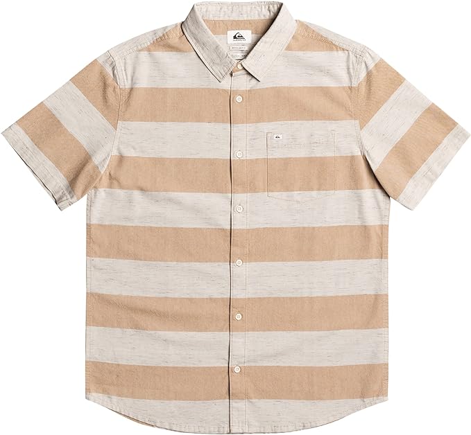 Quiksilver Men's Kalua Kobi Short Sleeve Shirt Color Bone Brown Size S