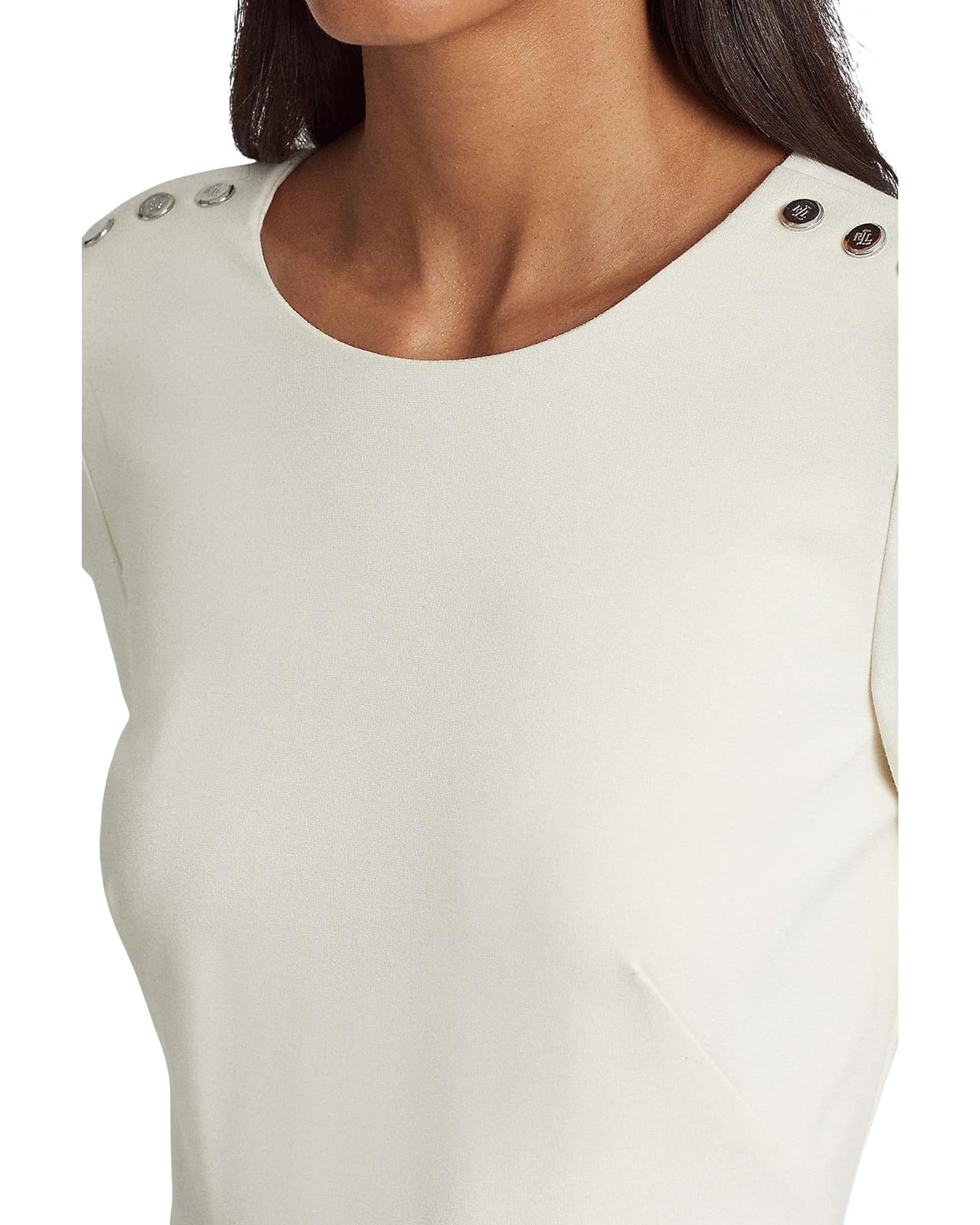 Lauren Ralph Lauren Women's Ponte Three-Quarter-Sleeve Dress Color Mascarpone Cream Size 2