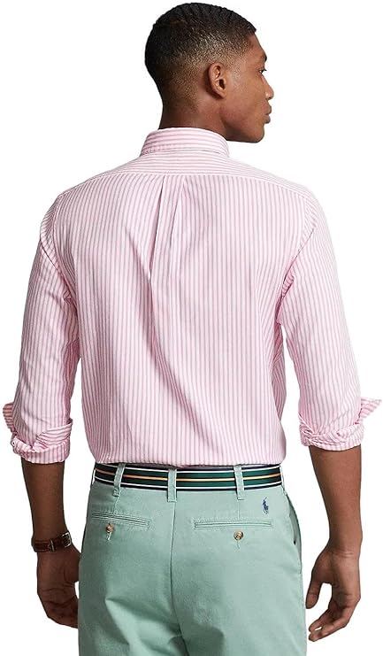 Polo Ralph Lauren Men's Long Sleeve Classic Oxford Shirt Pink/White Size M