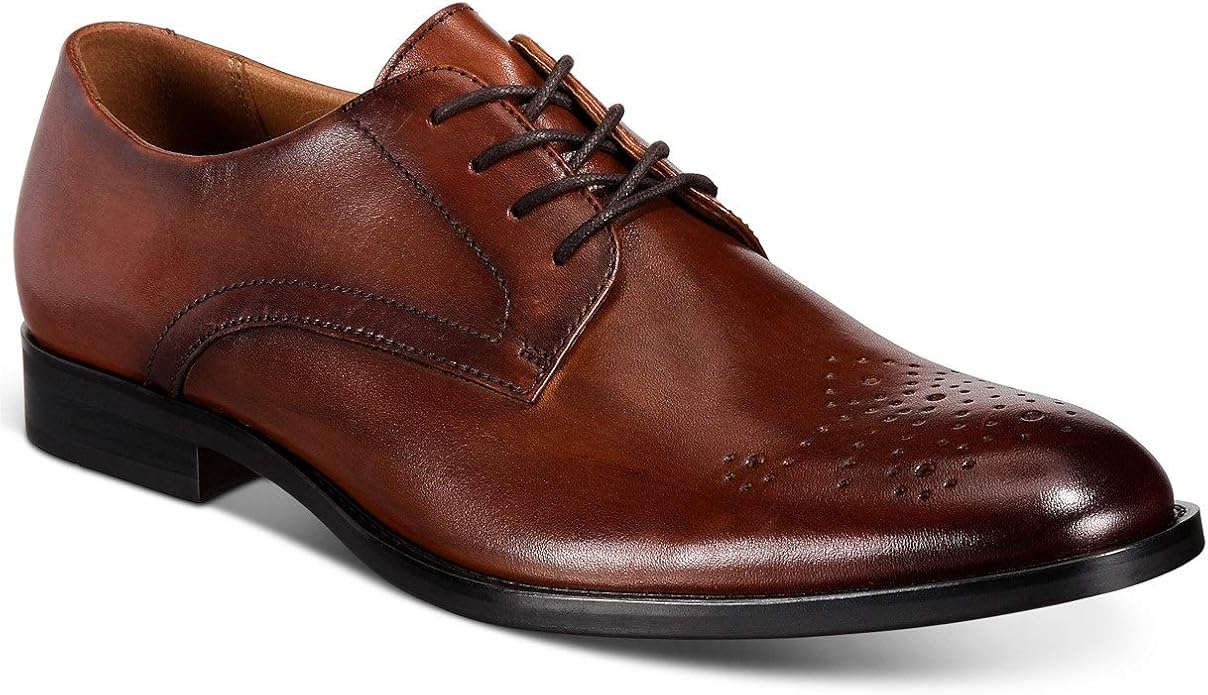 Alfani Men's Leather Darwin Lace-Up Oxfords Tan Size 10.5