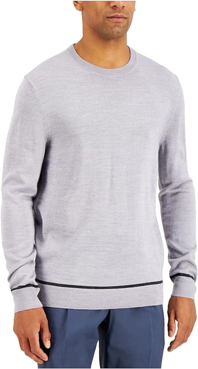 Alfani Men's Wool Blend Crewneck Sweater Color Light Grey Size XL