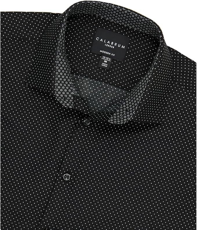 Calabrum Men's Regular-Fit Performance Dress Shirt Black Size XL