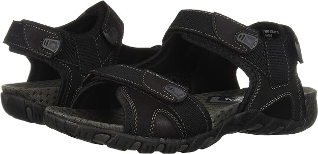 Nunn Bush Men's Rio Bravo Three-Strap River Sandals Color Black Size 8W