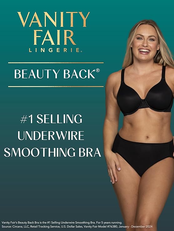 Vanity Fair Full Figure Beauty Back Smoothing Bra Damask Neutral Nude Size 42C