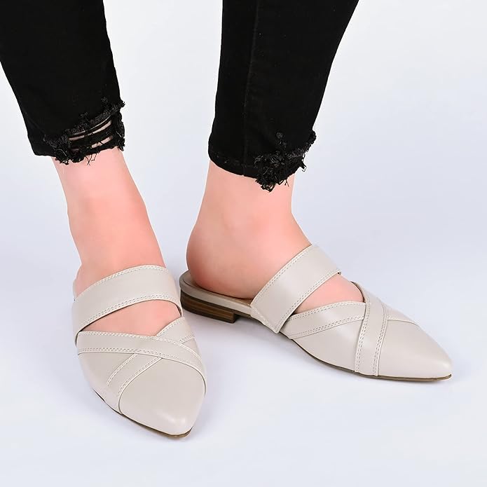 Journee Collection Women's Stasi Slip On Pointed Toe Mules Flats Color Black Size 6.5N