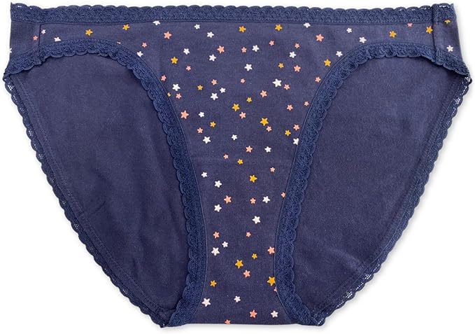 Jenni Womens Cotton Lace Trim Bikini Underwear Color Navy Sail Size 3XL