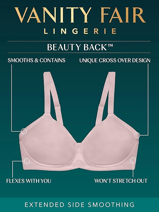 Vanity Fair Beauty Back Full Figure Underwire Bra Sheer Quartz Size 36C