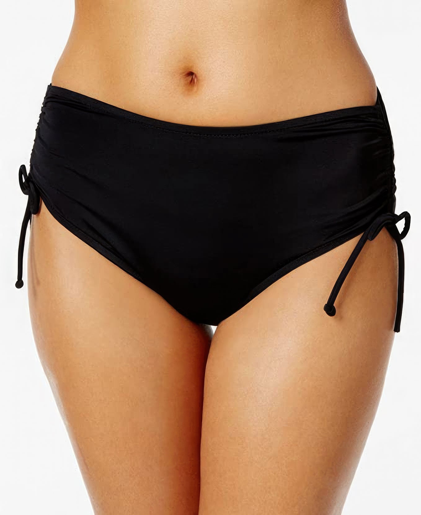 Swim Solutions Adjustable Ruched Brief Bottoms Color Black Size 16