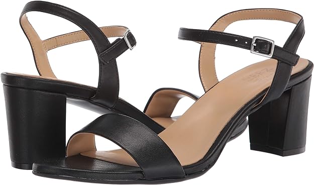 Naturalizer Women's Bristol Ankle Strap Sandals Color Black Smooth Faux Leather Size 10M