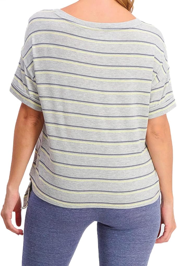 Alfani Women's Side-Tie Sleep T-Shirt Color Duel Stripe Size S
