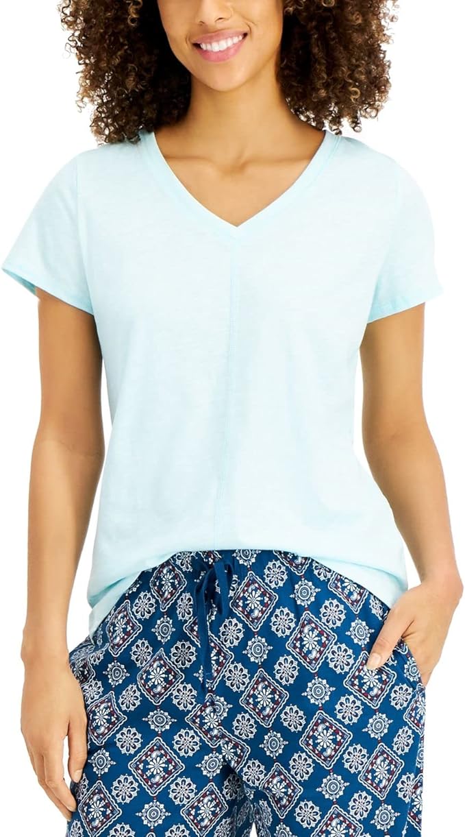 Charter Club Women's V-neck Sleep T-Shirt Color Blue Light Size XS