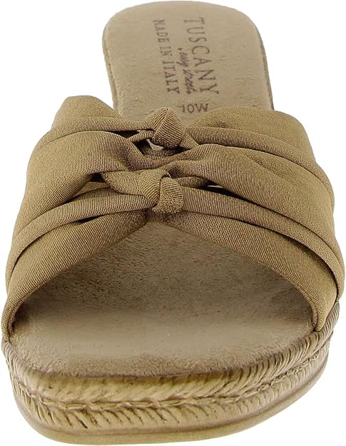 Tuscany by Easy Street Women's Ghita Slip On Wedge Sandal Natural Crepe Size 8.5