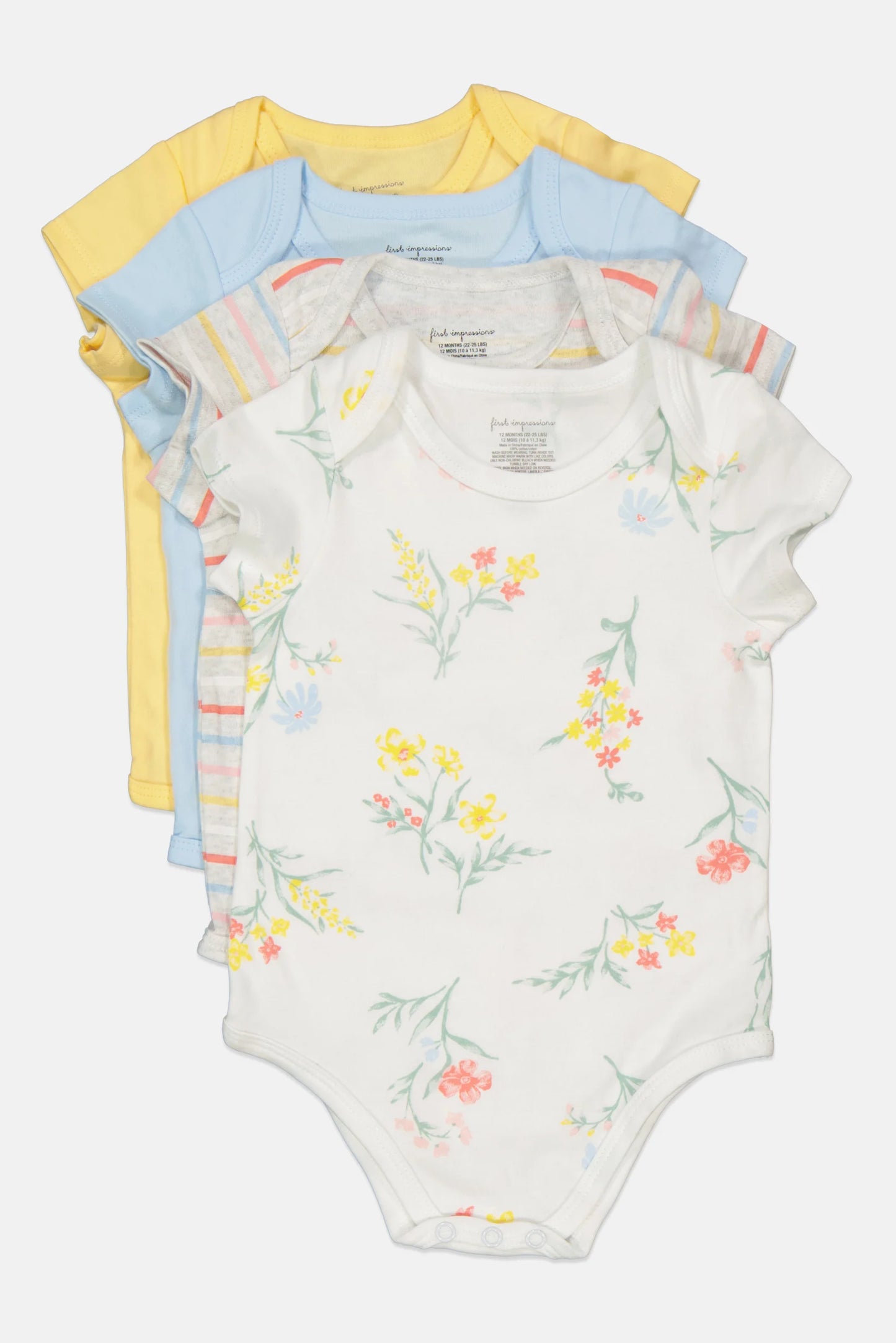 First Impressions Baby Girls 4-Pk. Bodysuits Multicolor Size 0-3 months