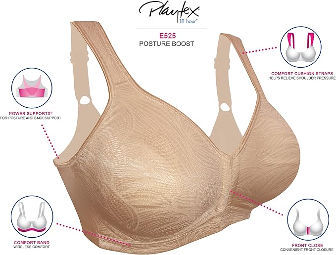 Playtex Wire-Free 18-Hour Posture Bra Color Nude Size 38DD