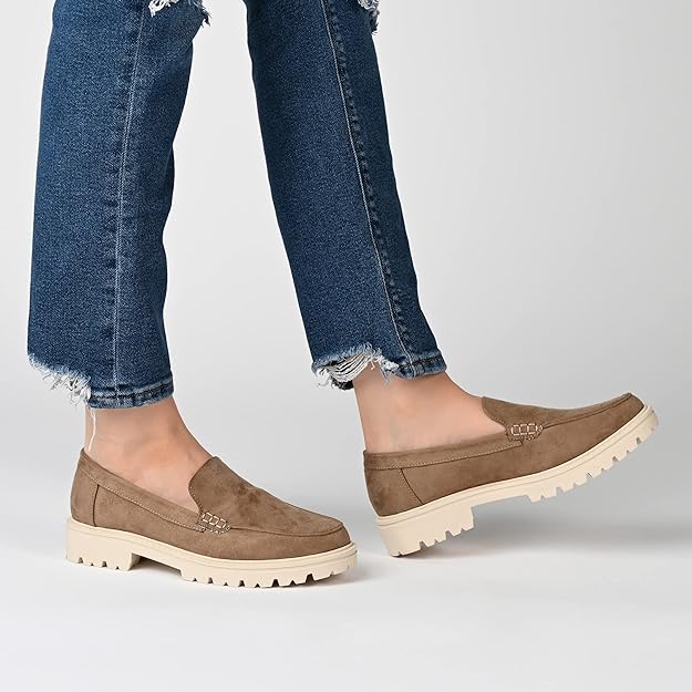Journee Collection Women's Erika Almond Toe Slip On Flats Color Taupe Size 6M
