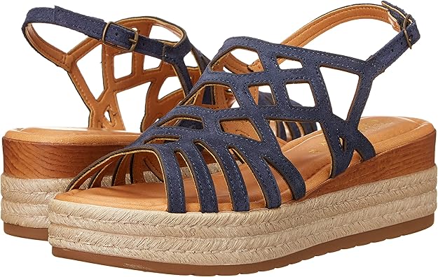 Bella Vita Women's Zip-Italy Platform Flat Sandal Navy Suede Size 7.5