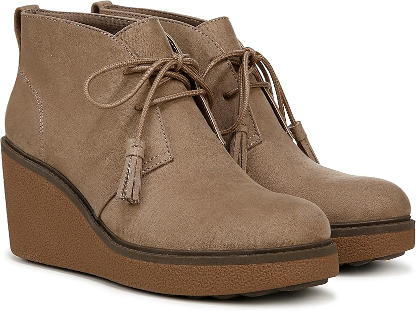 Dr. Scholl's Women's Aurora Wedge Booties Mocha Taupe Microfiber Size 9.5