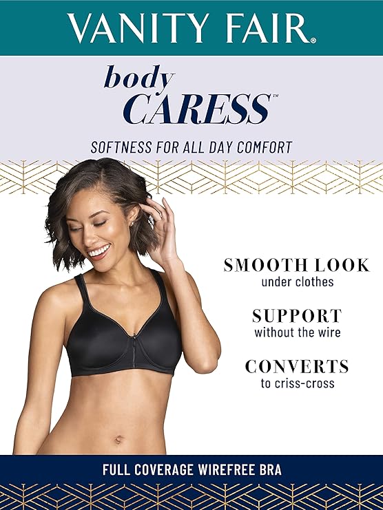 Vanity Fair Body Caress Full Coverage Wireless Bra Midnight Black Size 40B