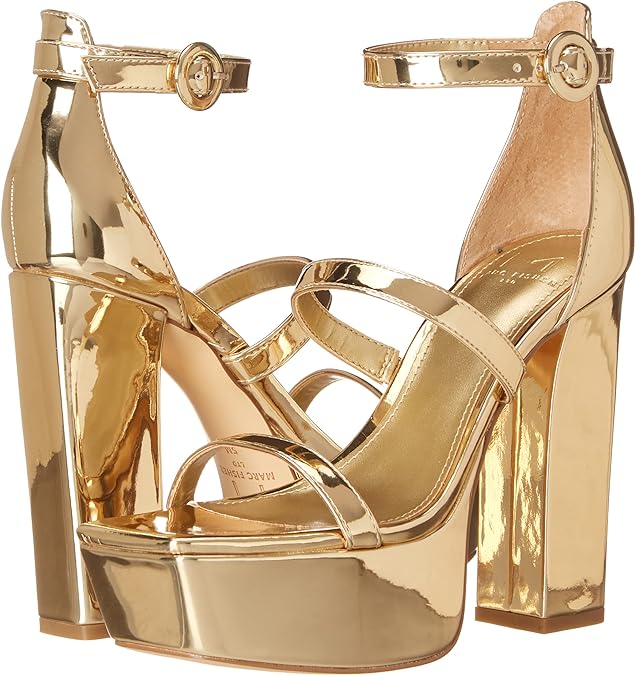 Marc Fisher Women's Frita Platform Heeled Sandal Color Gold Size 8.5M