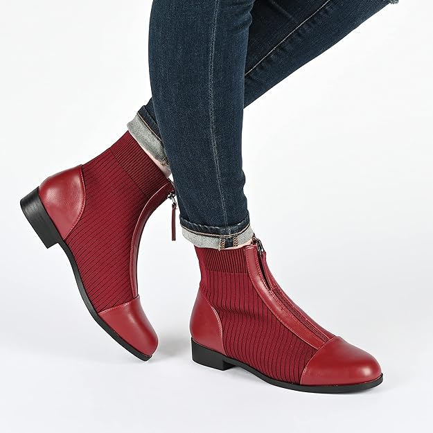 Journee Collection Women's Bexlie Front Zipper Capped Toe Booties Color Brown Size 9.5M