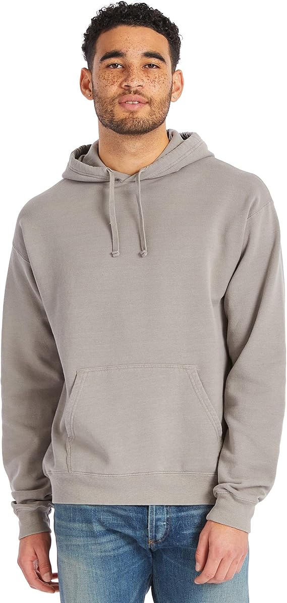 Hanes Men's Garment Dyed Fleece Hoodie Sweatshirt Gray Size M