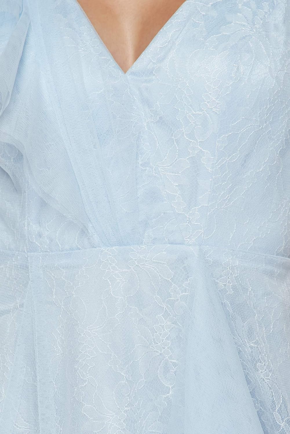 Teeze Me Formal Flowy Ruffle Lace Slit Gown Color Light Blue Size 3
