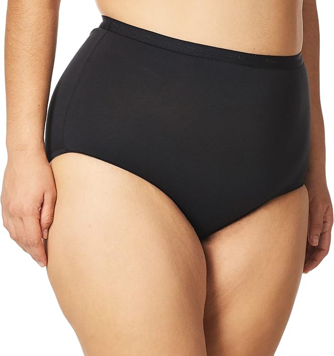 Bali Women's Stretch Full Cut Brief Panty Black Size 9