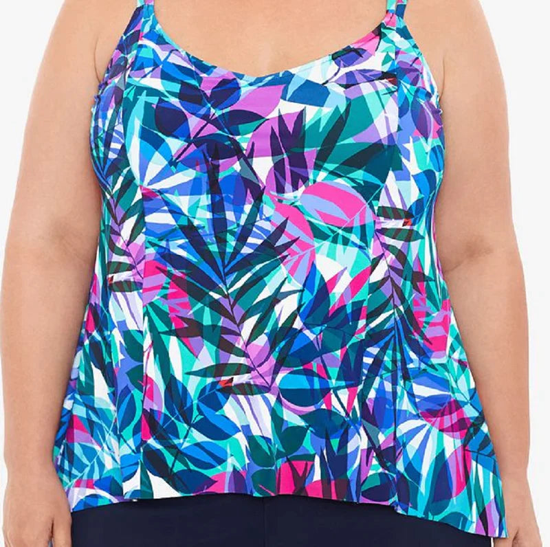Swim Solutions Plus Size Princess-Seam High-Low Tankini Top Color New Prism Multi Size 18W