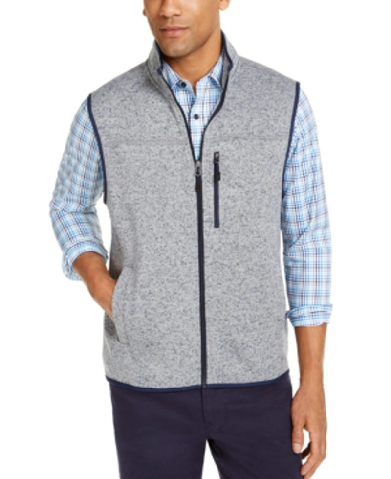 Club Room Men's Solid Fleece Sweater Vest Color Smooth Baby Blue Size XL
