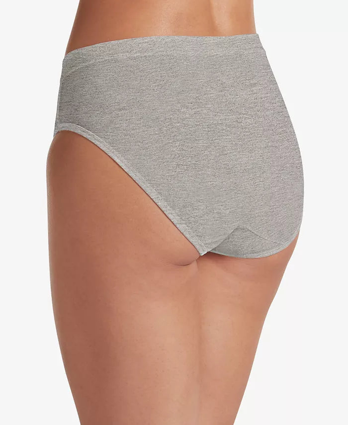 Jockey Cotton Stretch High-Rise Brief Light Grey Heather Size 6