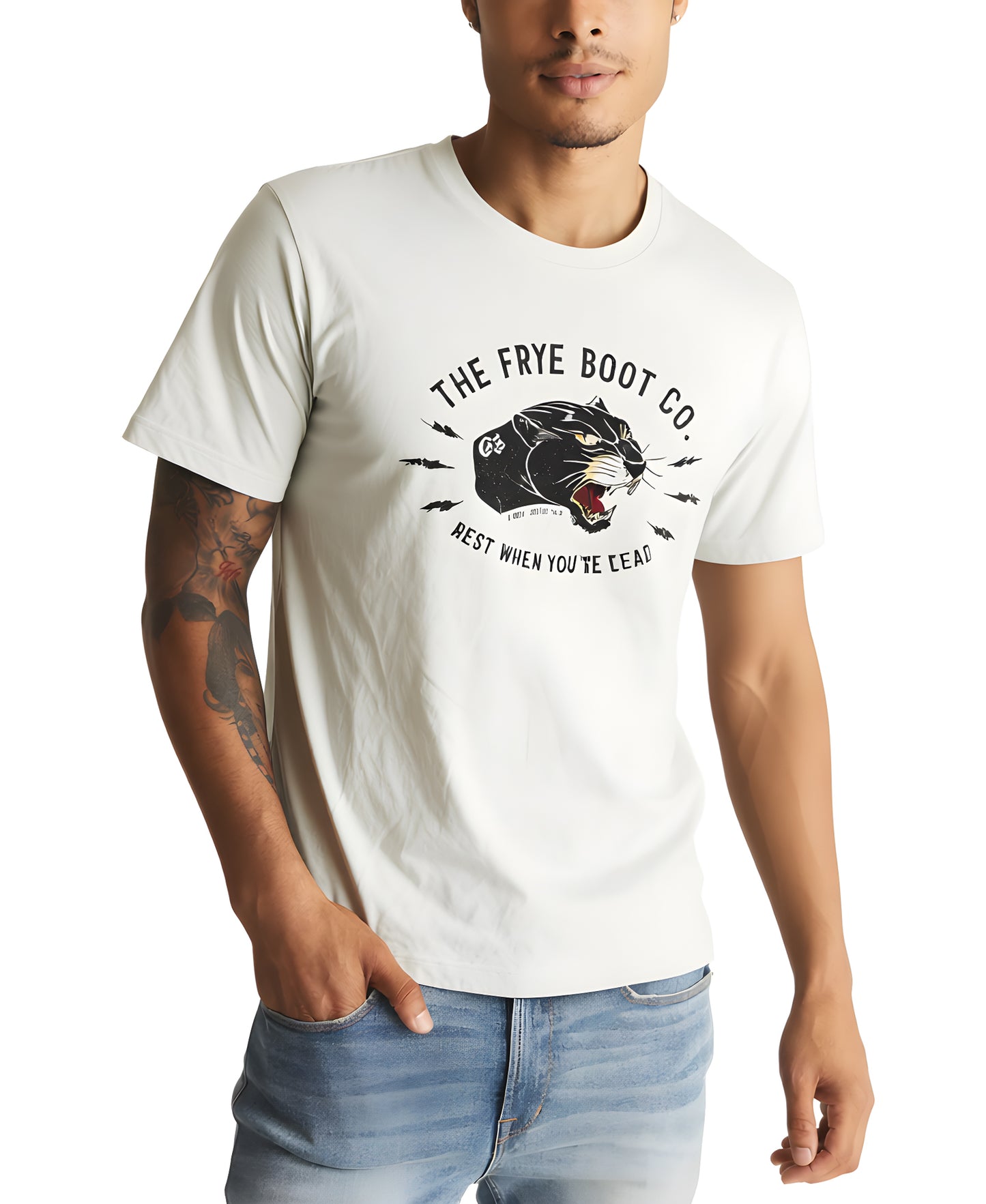 Frye Men's Classic-Fit Short Sleeve T-Shirt Off White Size M