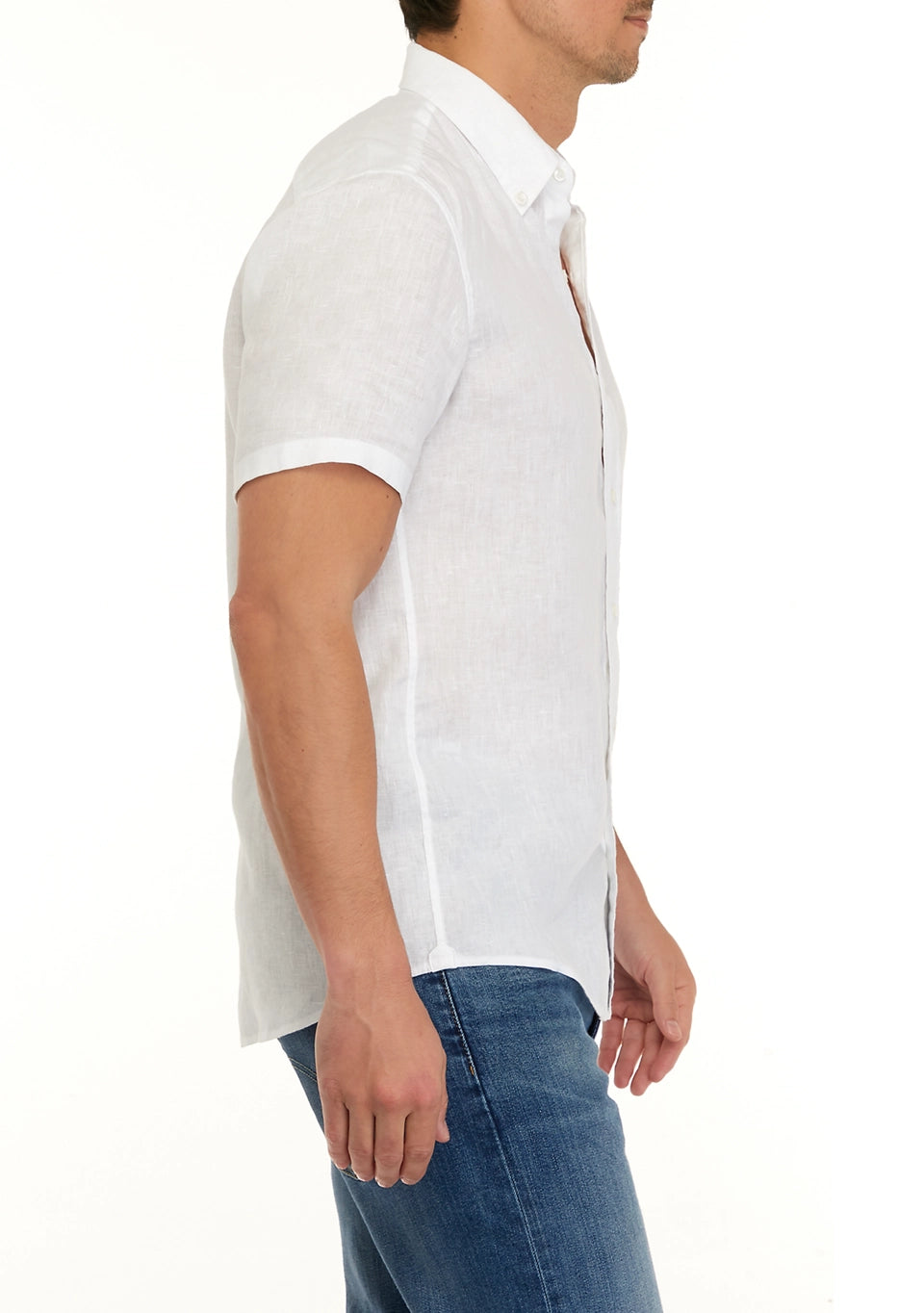 Michael Kors Men's Slim-Fit Yarn-Dyed Linen Shirt White Size 2XL