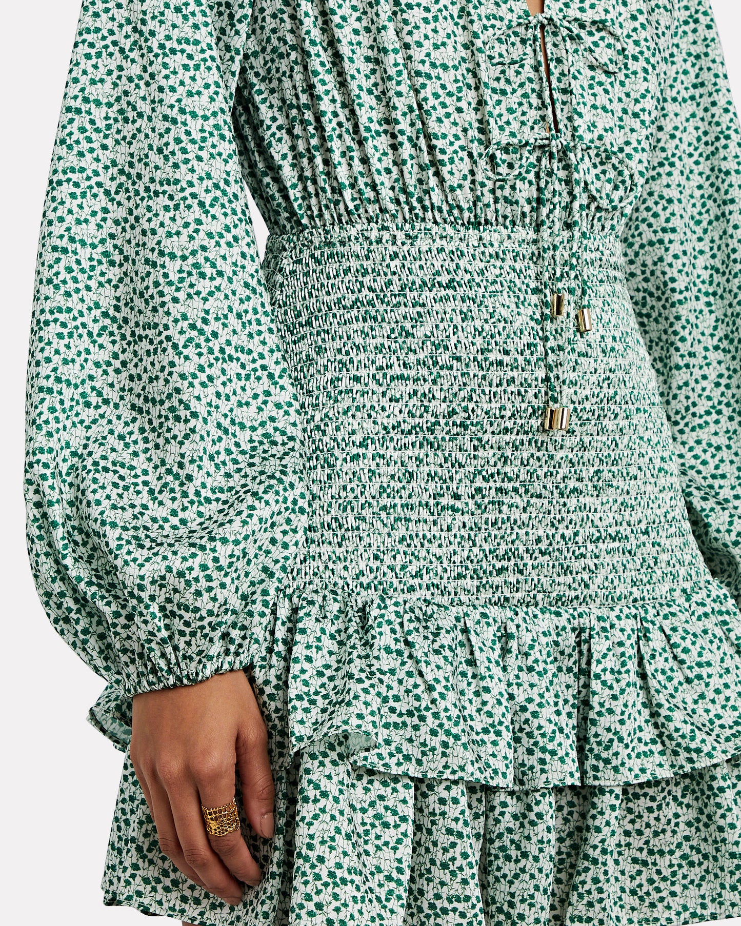 Significant Other Women's Hedi Smocked Mini Dress Color Green Floral Size 2