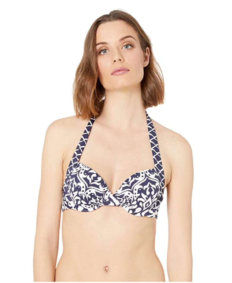 Tommy Bahama Ikat Diamonds Underwire Full Coverage Molded Cup Bra Top Mare Navy Size 34C