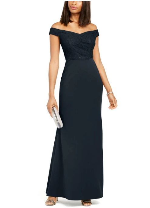Adrianna Papell WOMEN’S LACE KNIT FORMAL DRESS Color Midnight Blue Size 2