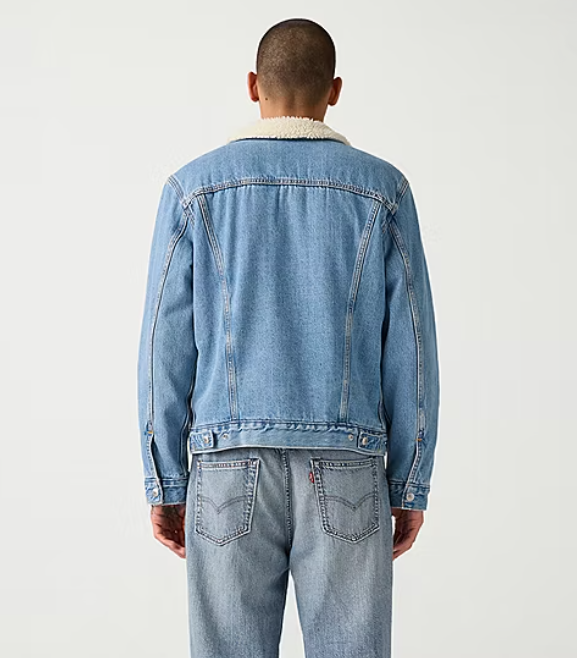 Levis Men's Sherpa Denim Trucker Jacket Light Stonewash Size XS