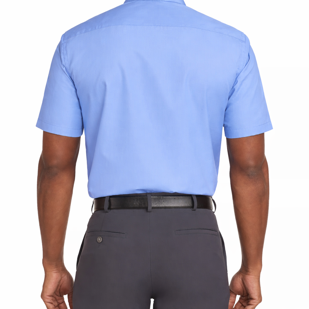 Van Heusen Men's Poplin Solid Short-Sleeve Dress Shirt Pacifico Size 16