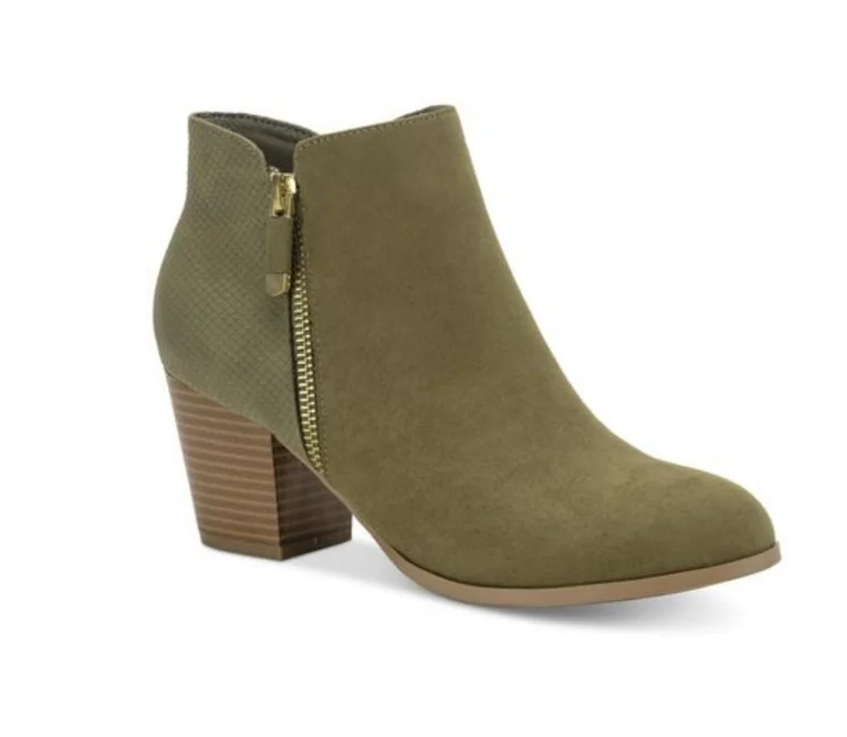 Style & Co Masrinaa Block-Heel Ankle Boots Color Olive Size 6M