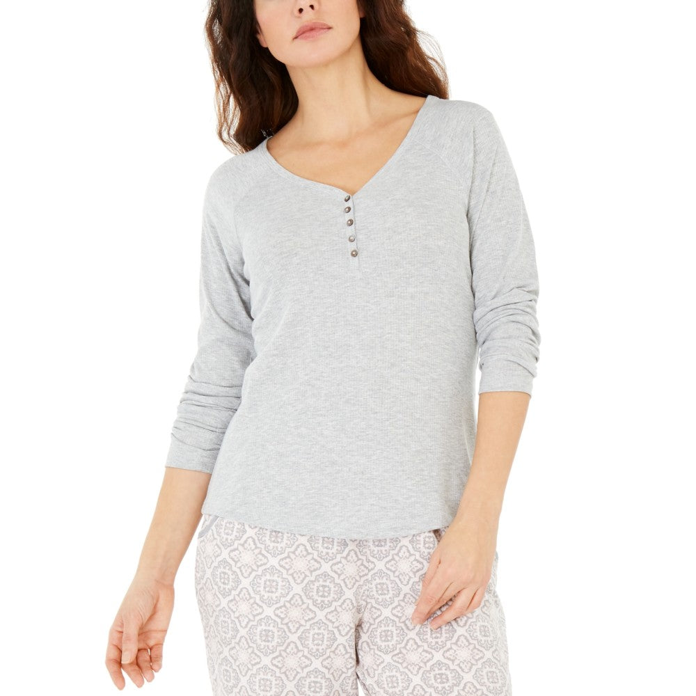Charter Club Women's Ribbed Pajama Top Color Heather Storm Gray Size 2XL