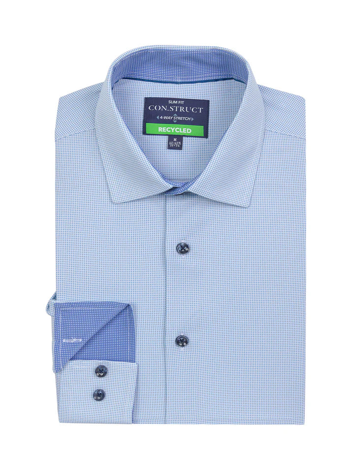 ConStruct Men's Slim-Fit Micro-Texture Dress Shirt Mint 18/18.5 36/37
