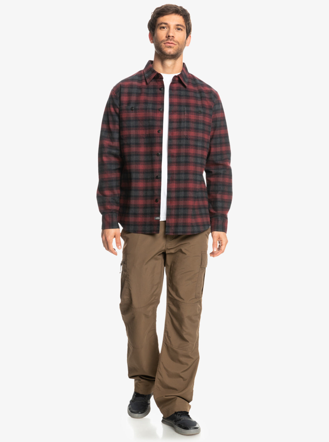 Quiksilver Men's Cliff Edge Flannel Shirt Color Deep Red Size XL