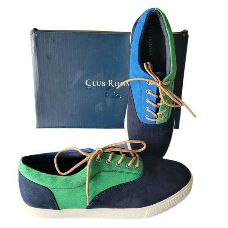 Club Room Men's Colorblocked Lace-Up Sneakers Color Green/Blue Size 11M