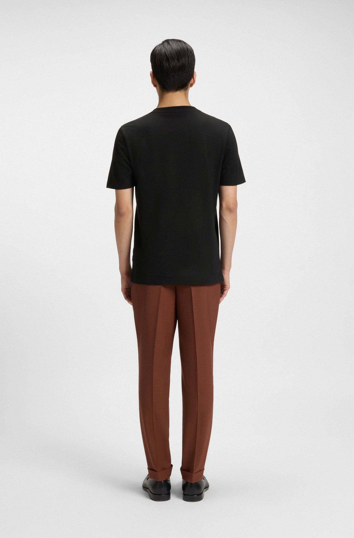 Hugo Boss Men's Bubble-Jacquard Structure Cotton Blend T-shirt Black Size L
